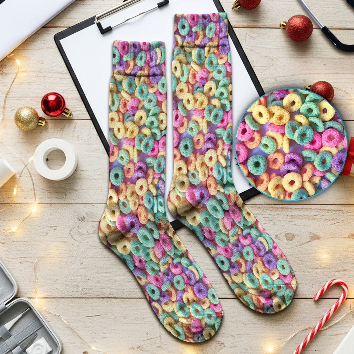 Colorful Cereal Loops Nurse Socks