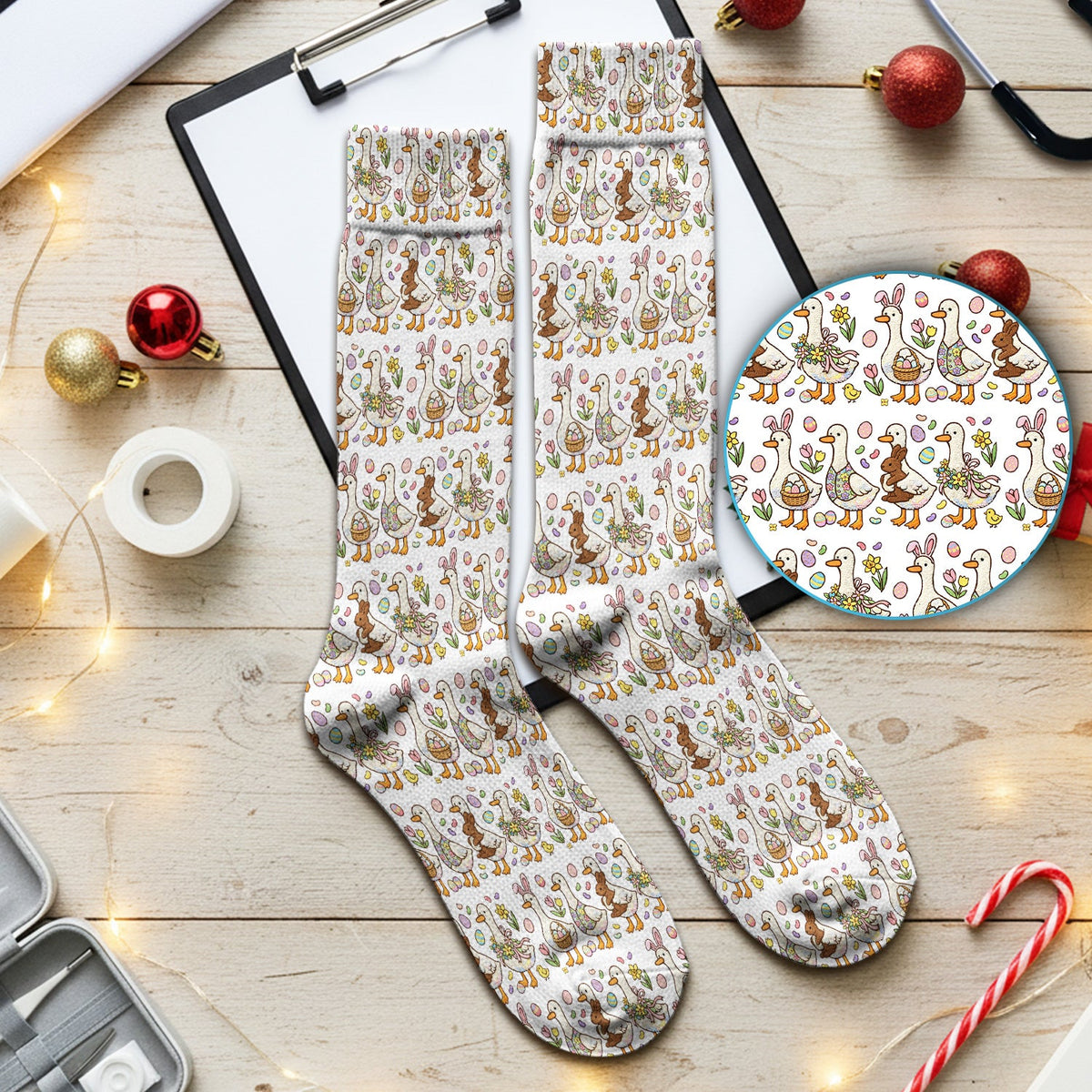 Duck Bunny Egg Floral Nurse Socks - Easter Gift