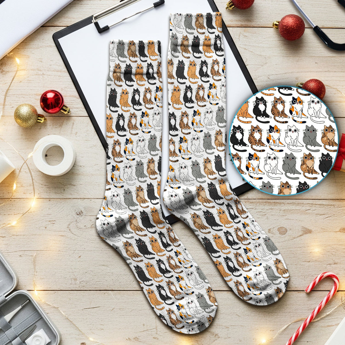 Cat Pattern Nurse Socks