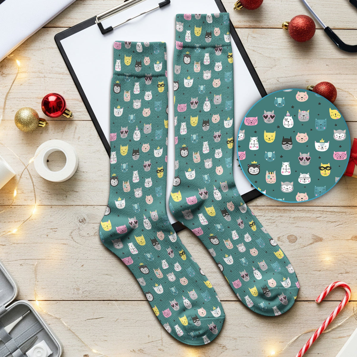 Colorful Cat Nurse Socks