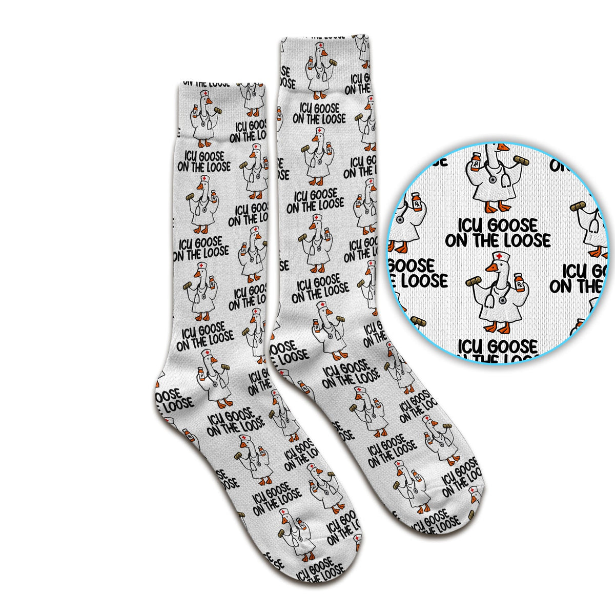 ICU Goose On The Loose Nurse Socks