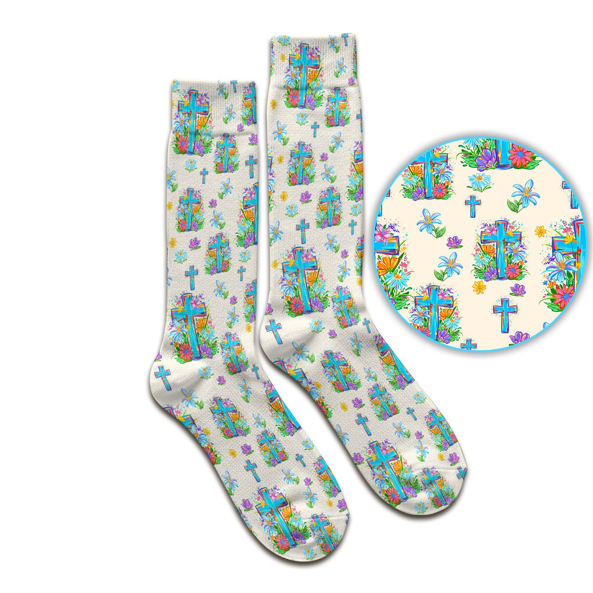 Christian Floral Cross Spring Nurse Socks