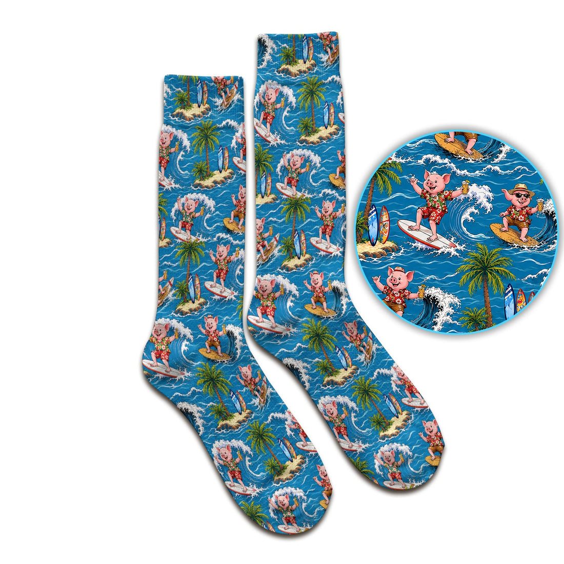 Tropical Surfing Pig Island Nurse Socks