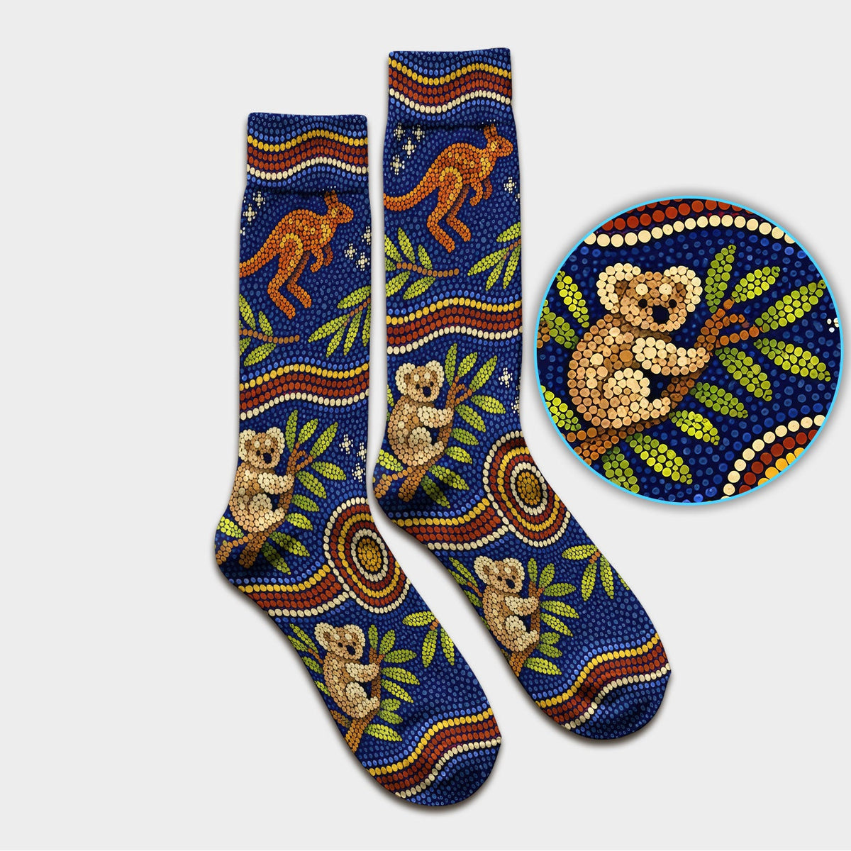 Australian Aboriginal Dot Art Kangaroo Koala Nurse Socks