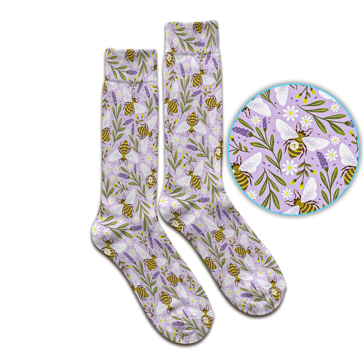 Lavender Bee Floral Nurse Socks