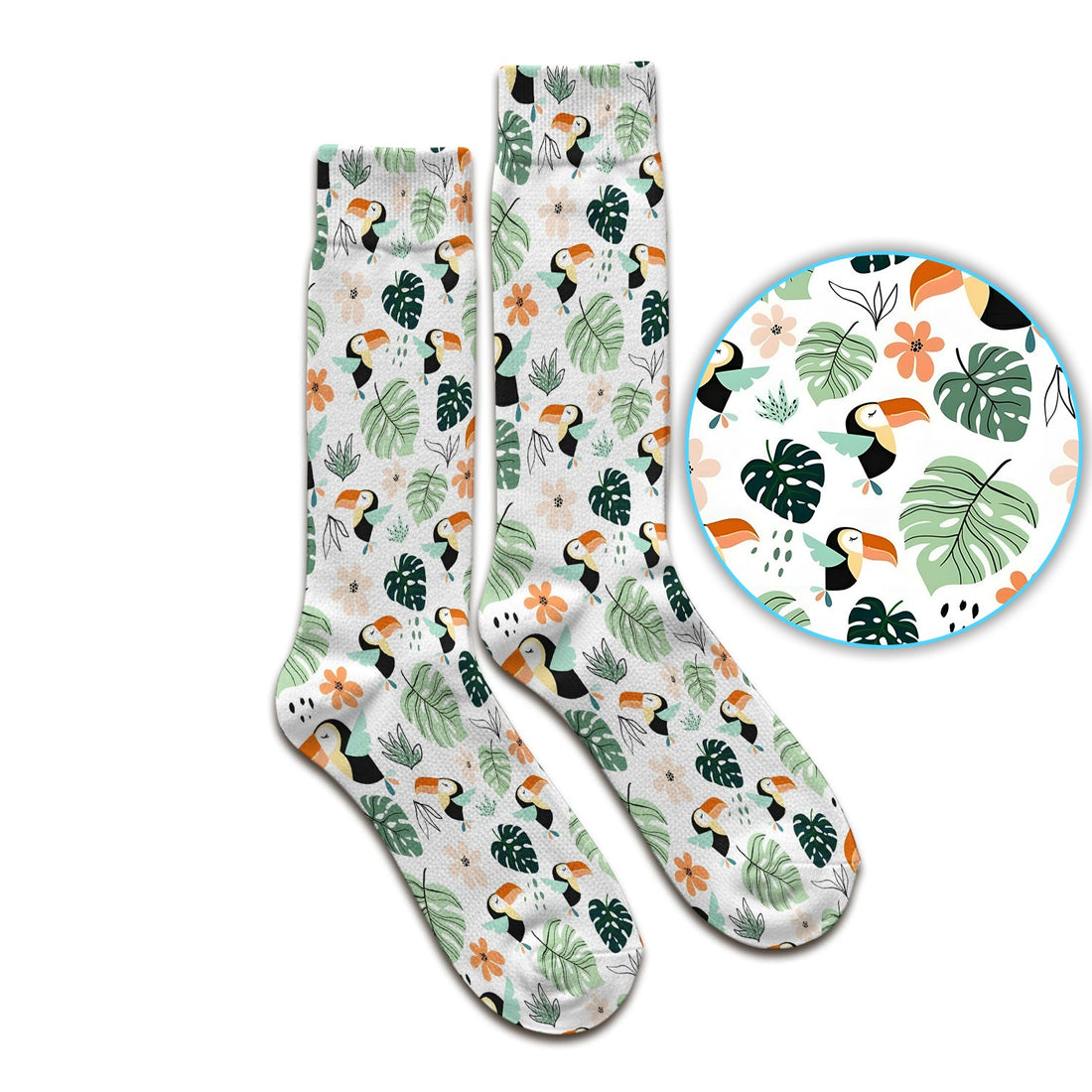 Tropical Toucan Leaf Floral Nurse Socks