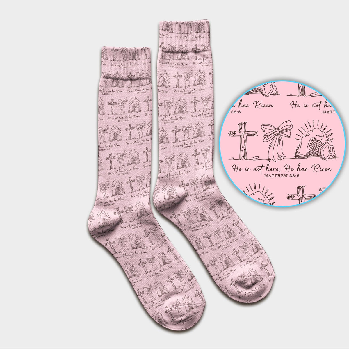 Christian Cross He Is Risen Nurse Socks - Easter Gift