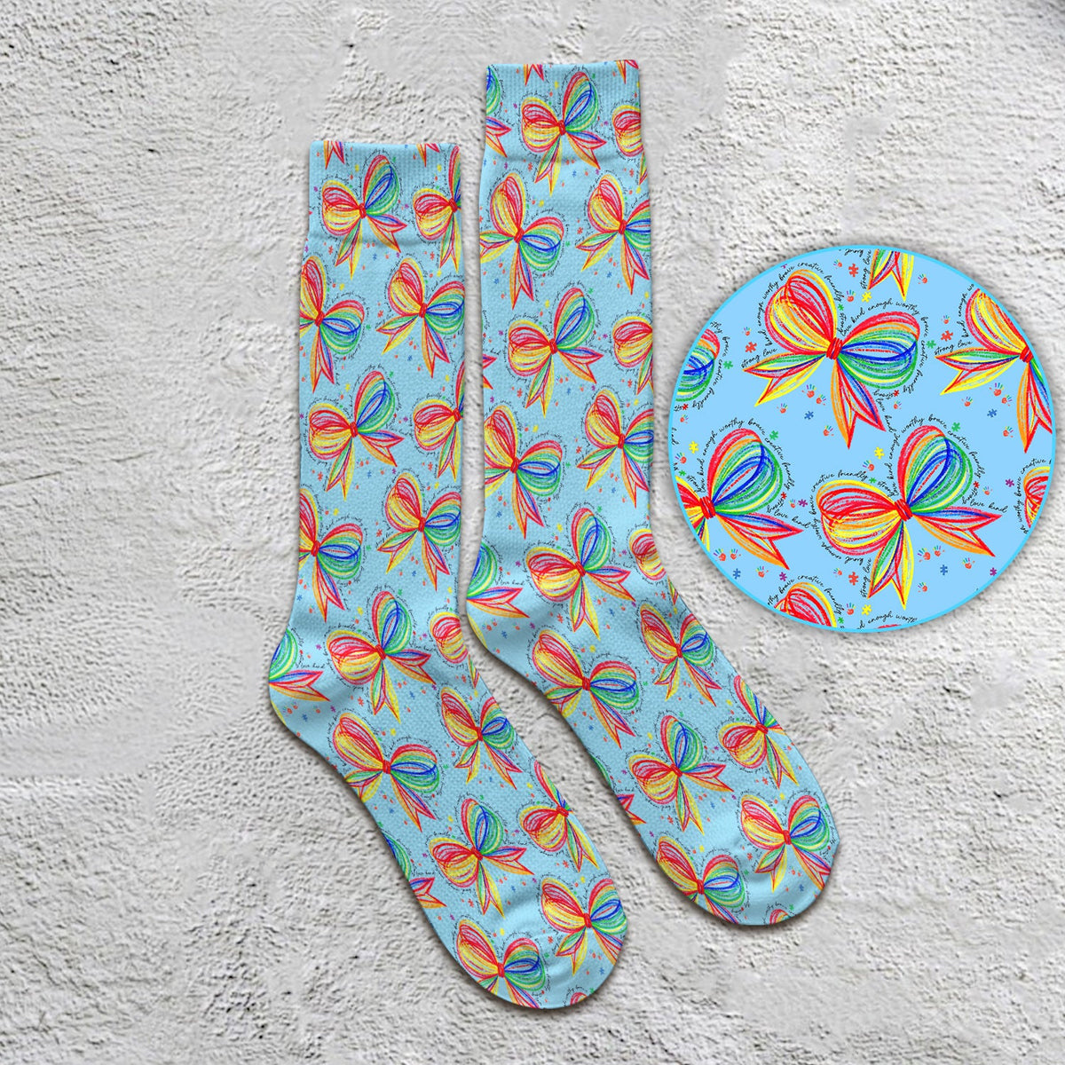 Colorful Rainbow Bow Nurse Socks