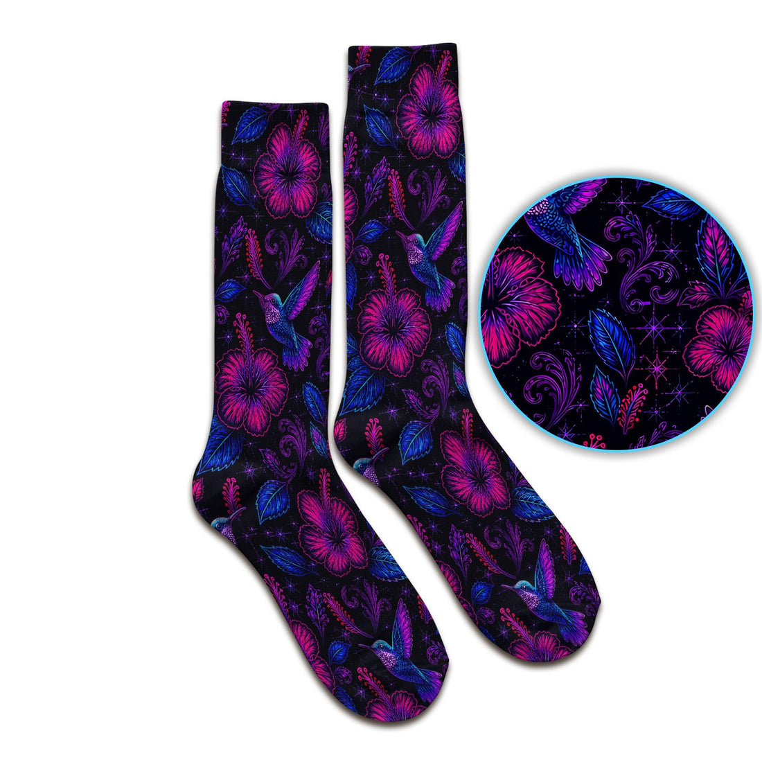 Tropical Hummingbird Hibiscus Floral Nurse Socks