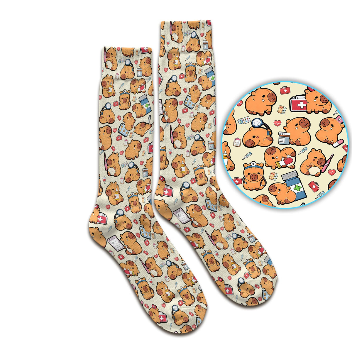 Capybara Stethoscope Medical Tools Nurse Socks