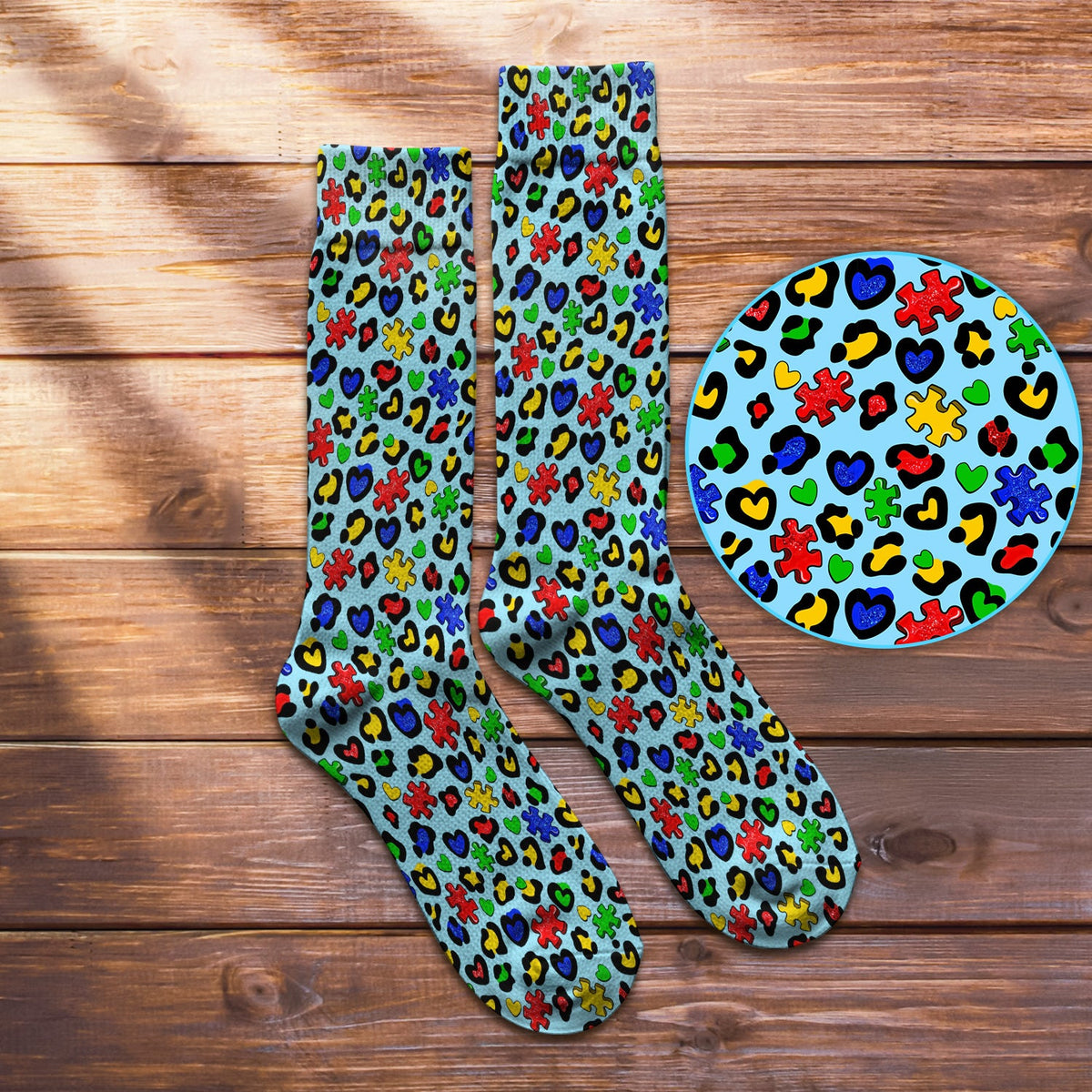 Colorful Puzzle Heart Nurse Socks