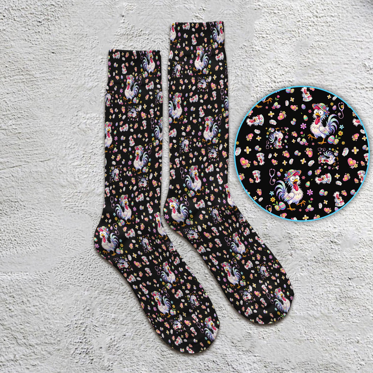 Easter Chicken Nurse Socks
