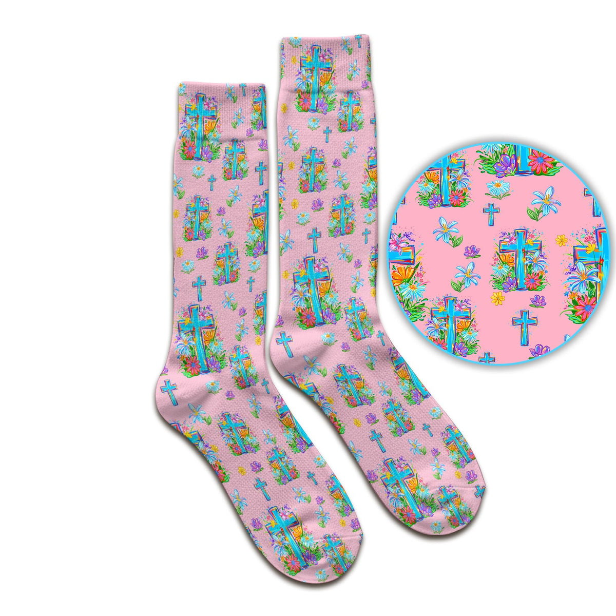 Christian Floral Cross Spring Nurse Socks