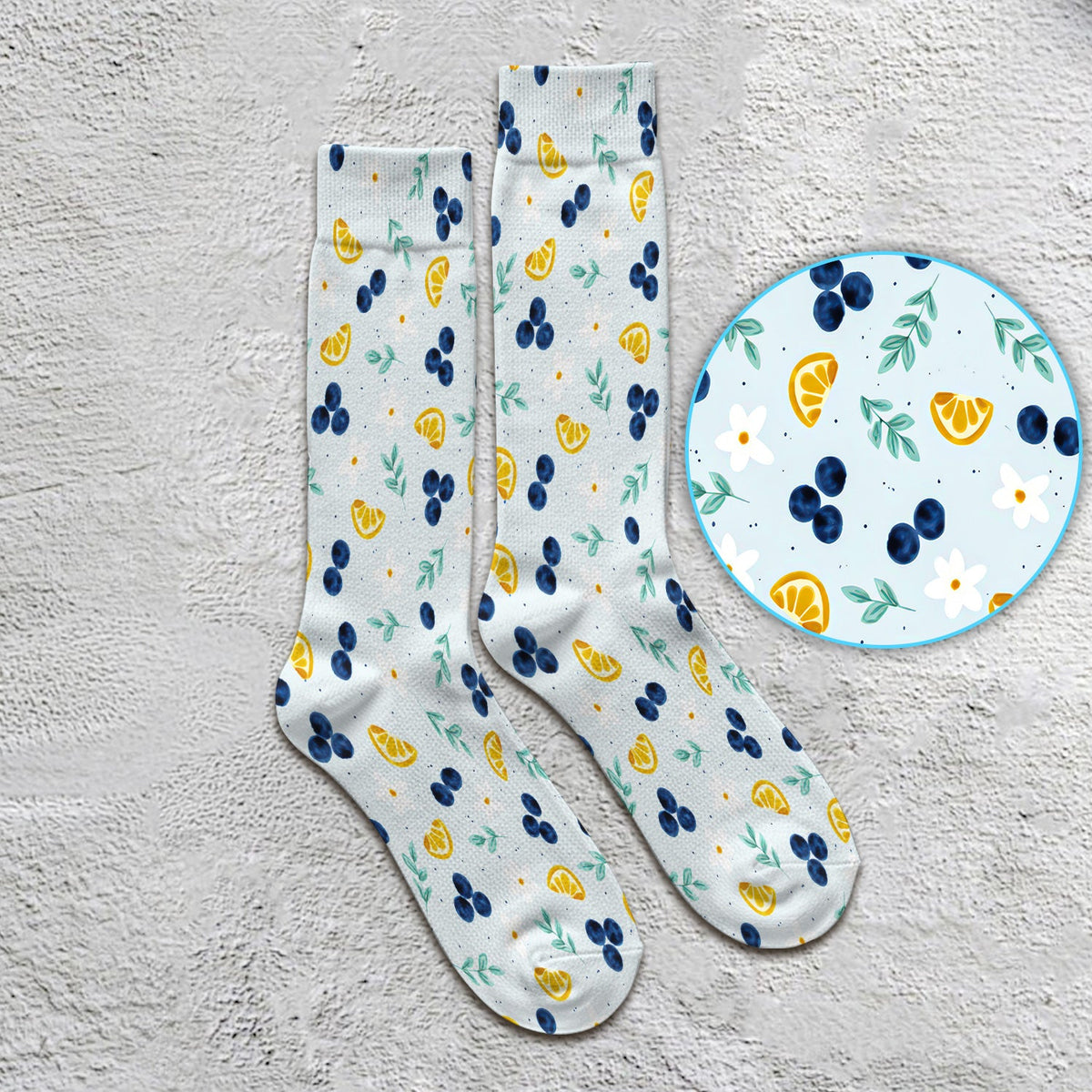 Blueberry Lemon Daisy Nurse Socks