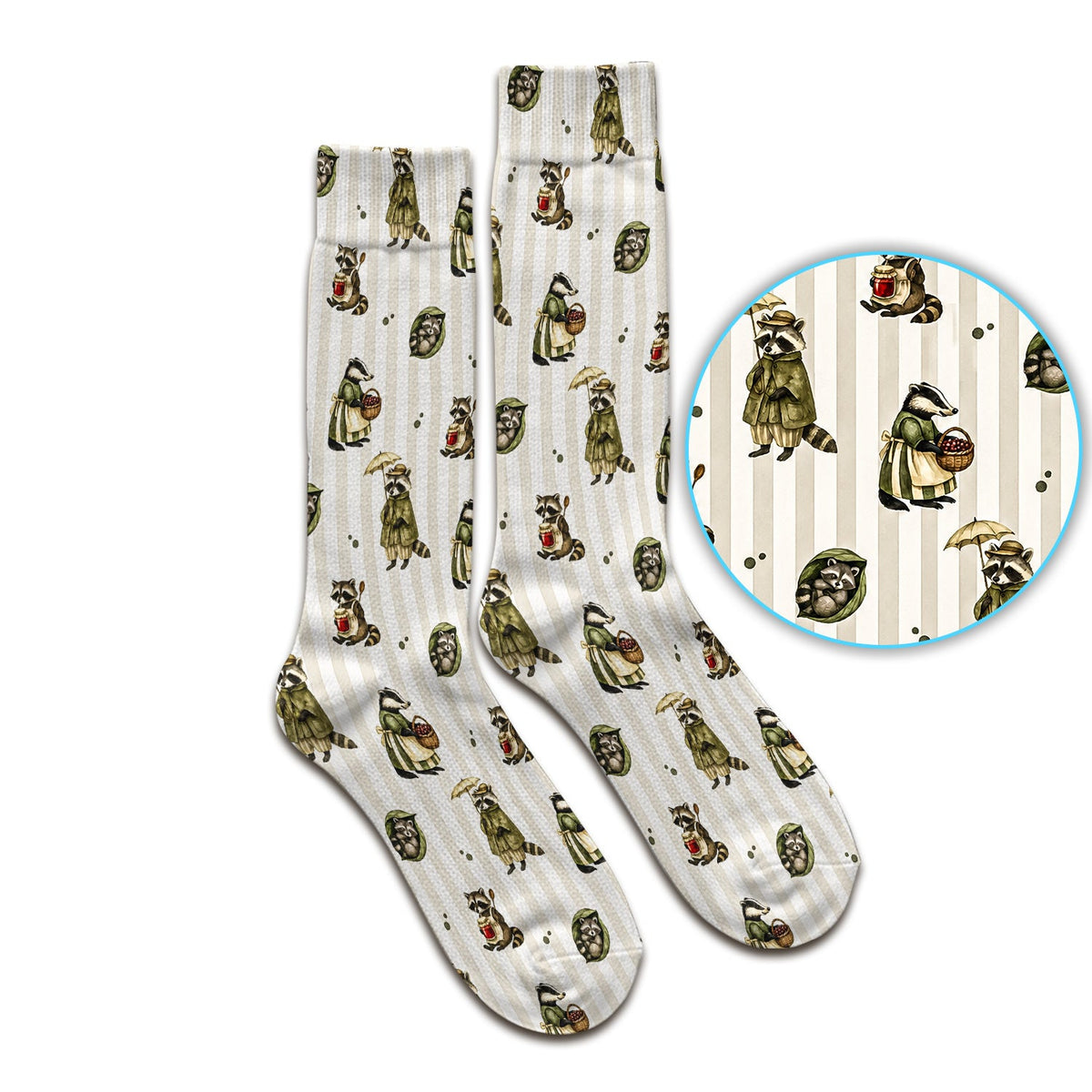 Woodland Raccoon Print Nurse Socks