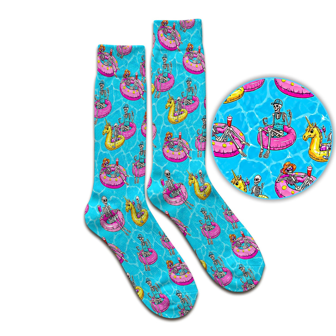 Summerween Skeleton Pool Float Nurse Socks