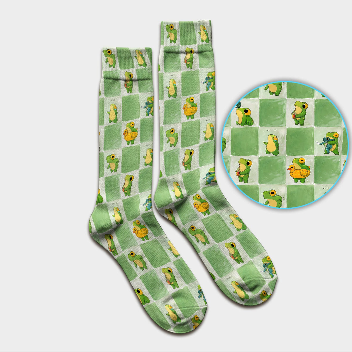 Frog Duck Checkerboard Nurse Socks