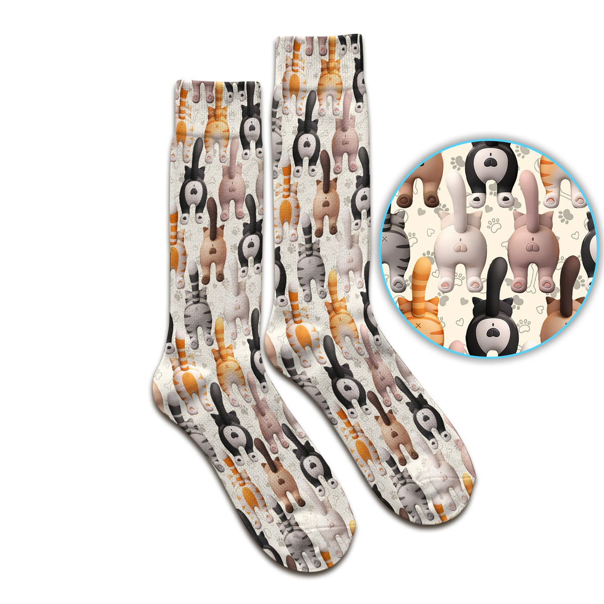 Cat Butt Paw Print Nurse Socks