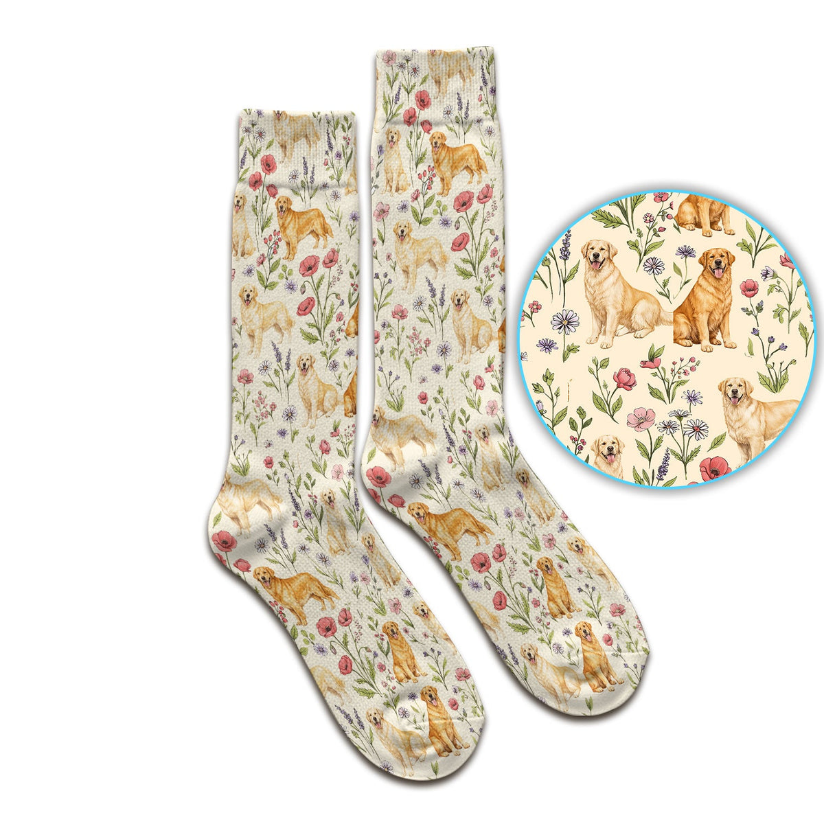 Golden Retriever Floral Nurse Socks