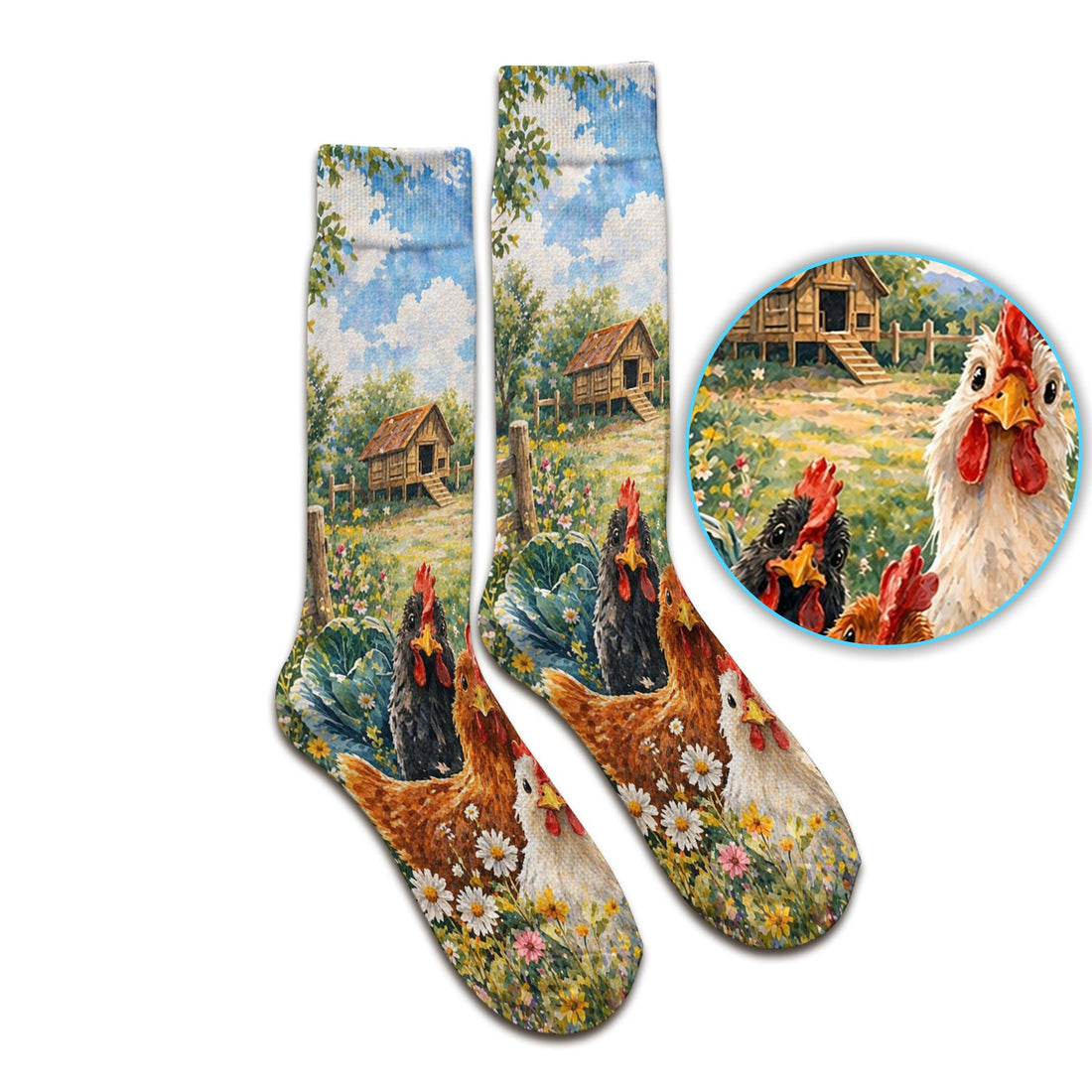 Rustic Chicken Farm Garden Nurse Socks