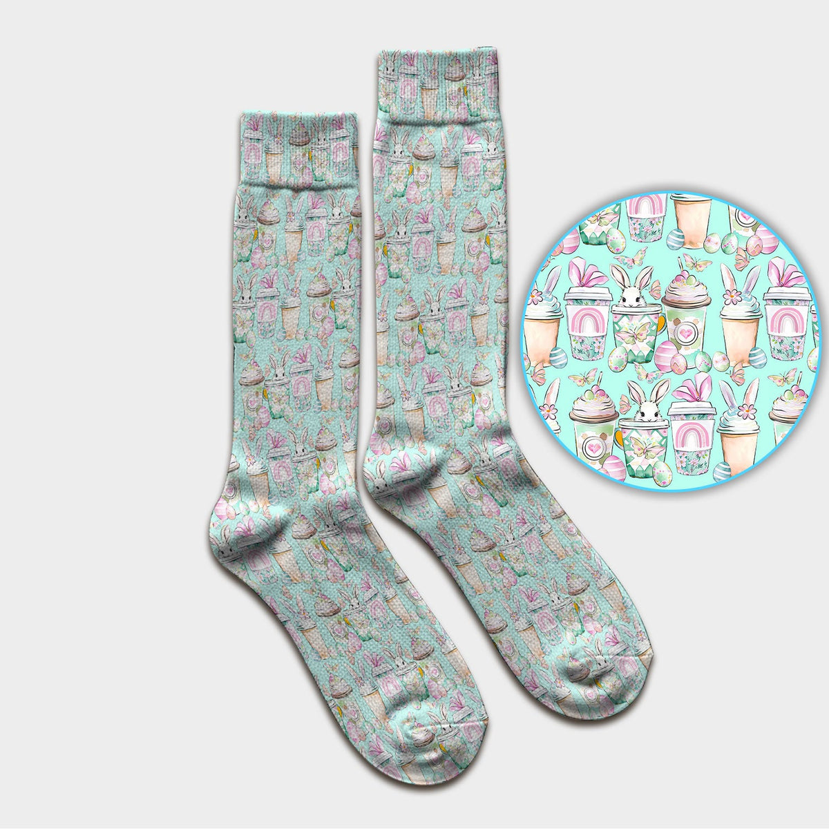 Bunny Coffee Cup Nurse Socks - Easter Gift
