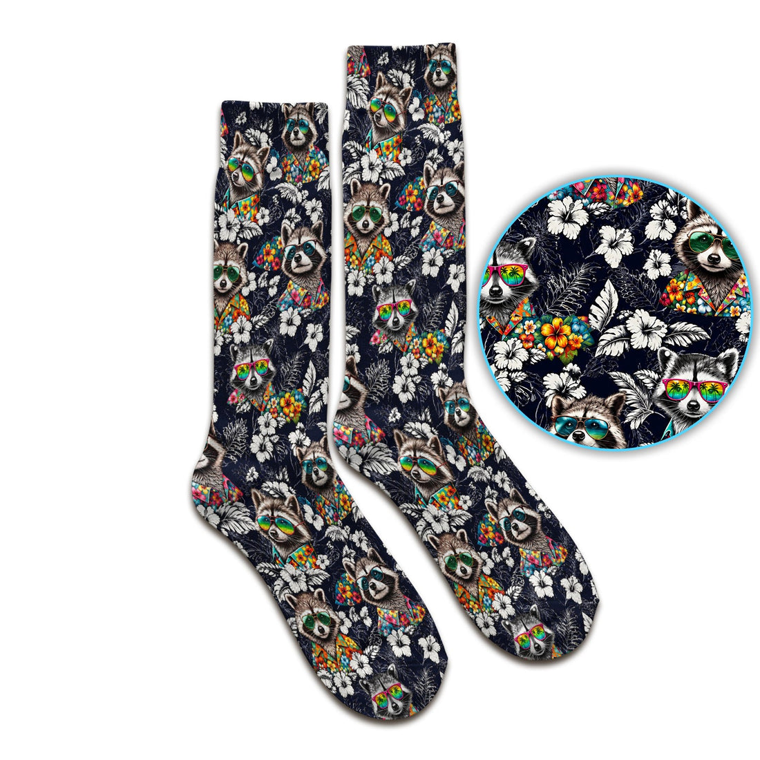 Tropical Raccoon Floral Nurse Socks
