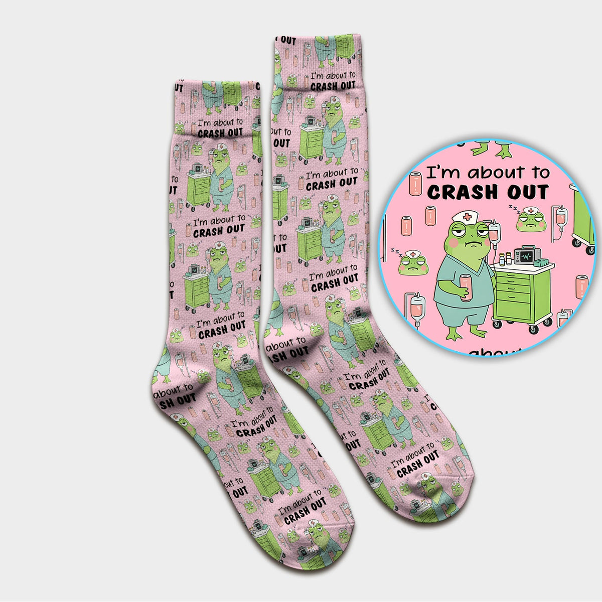 Crash Out Frog Nurse Socks