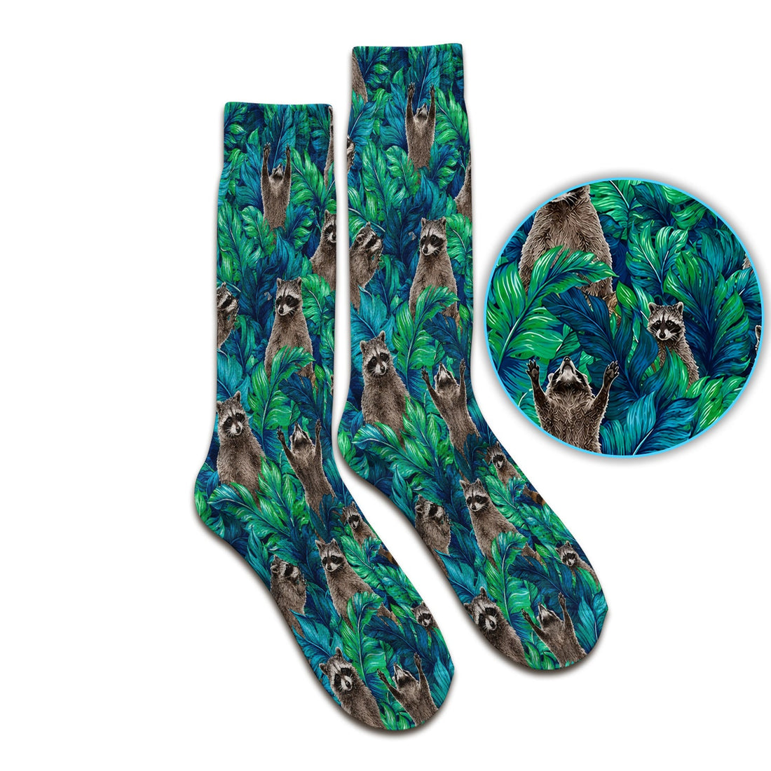 Tropical Raccoon Jungle Leaves Nurse Socks