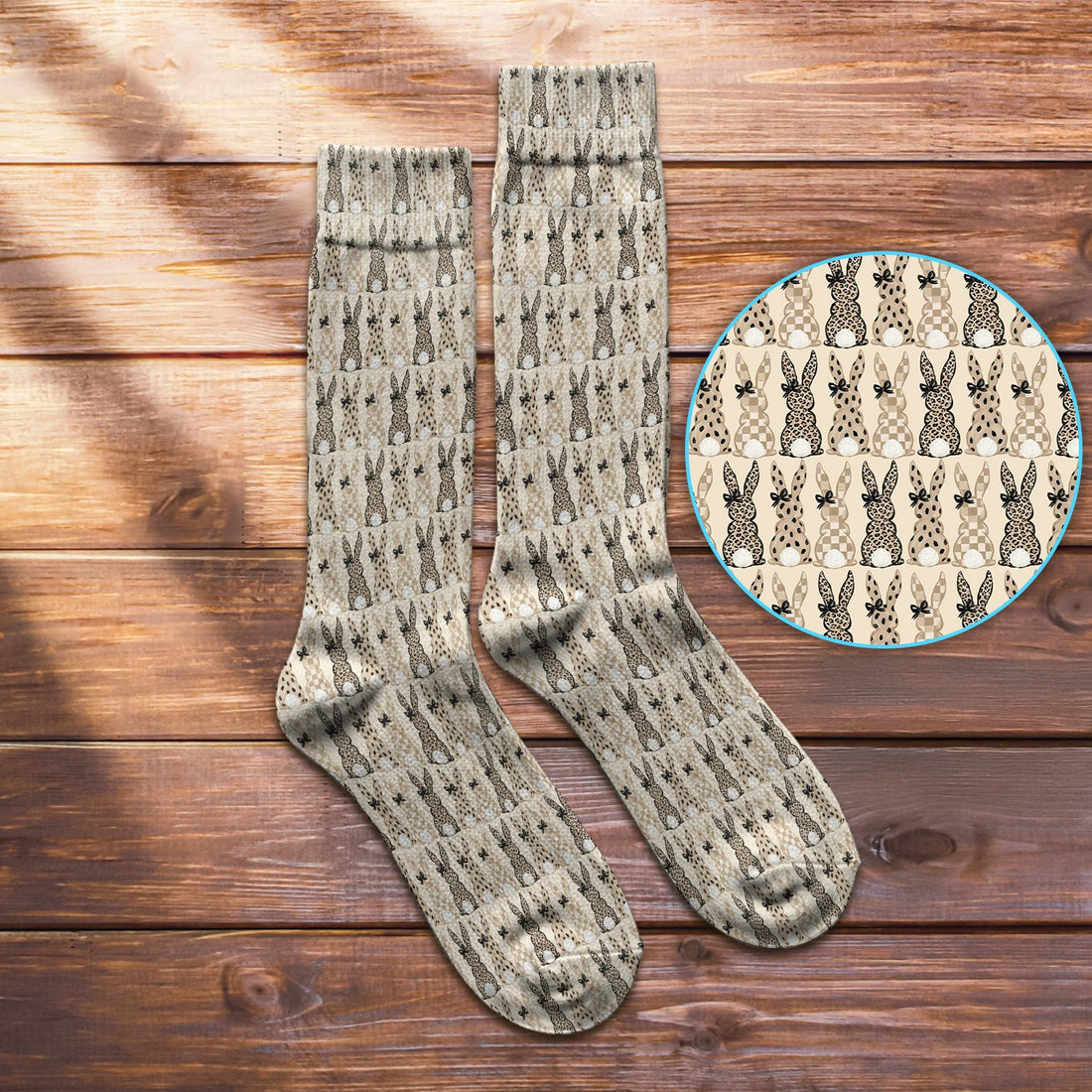Vintage Bunny Beige Nurse Socks