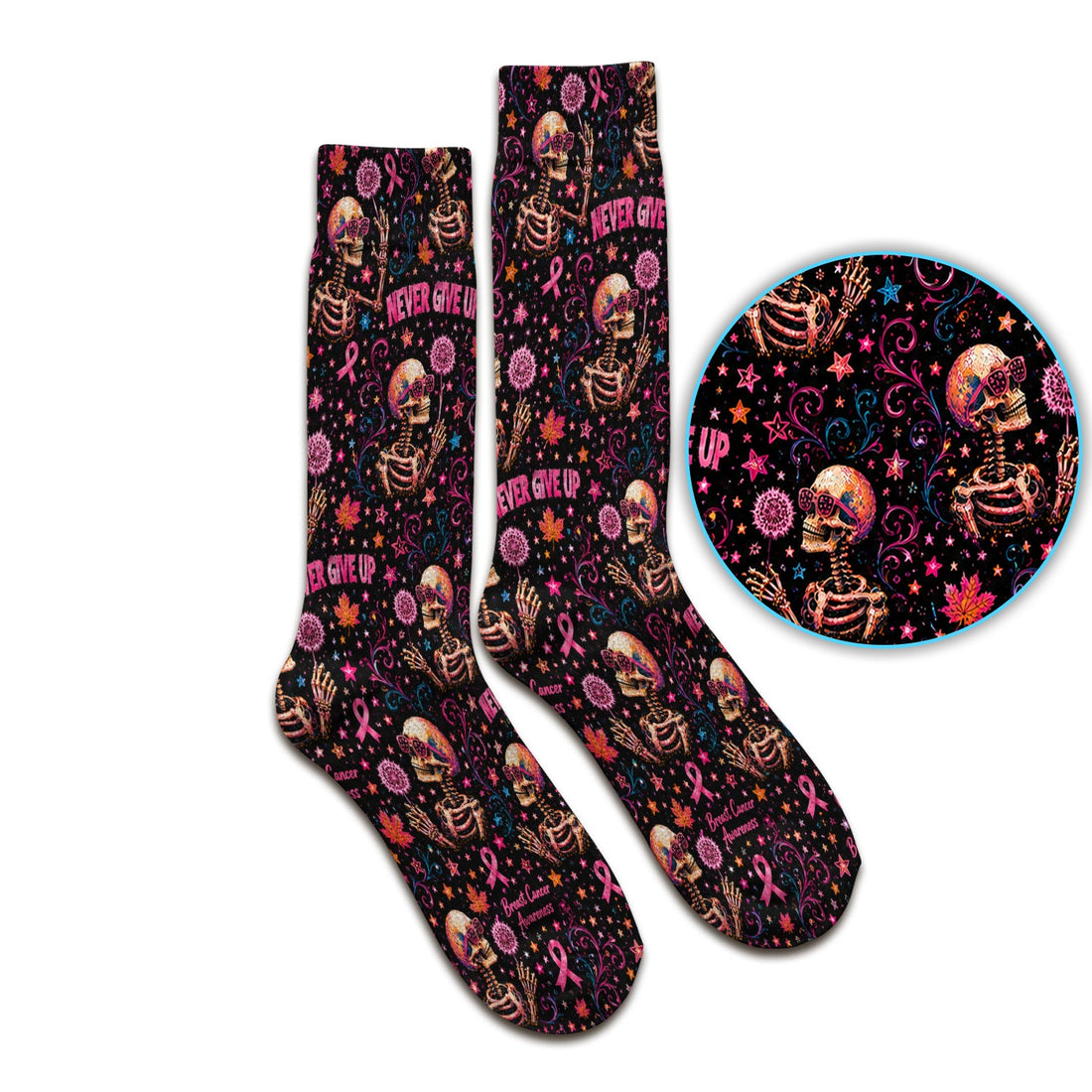 Breast Cancer Awareness Skeletons Nurse Socks