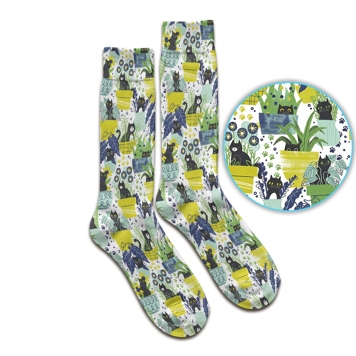 Black Cat Planter Garden Nurse Socks