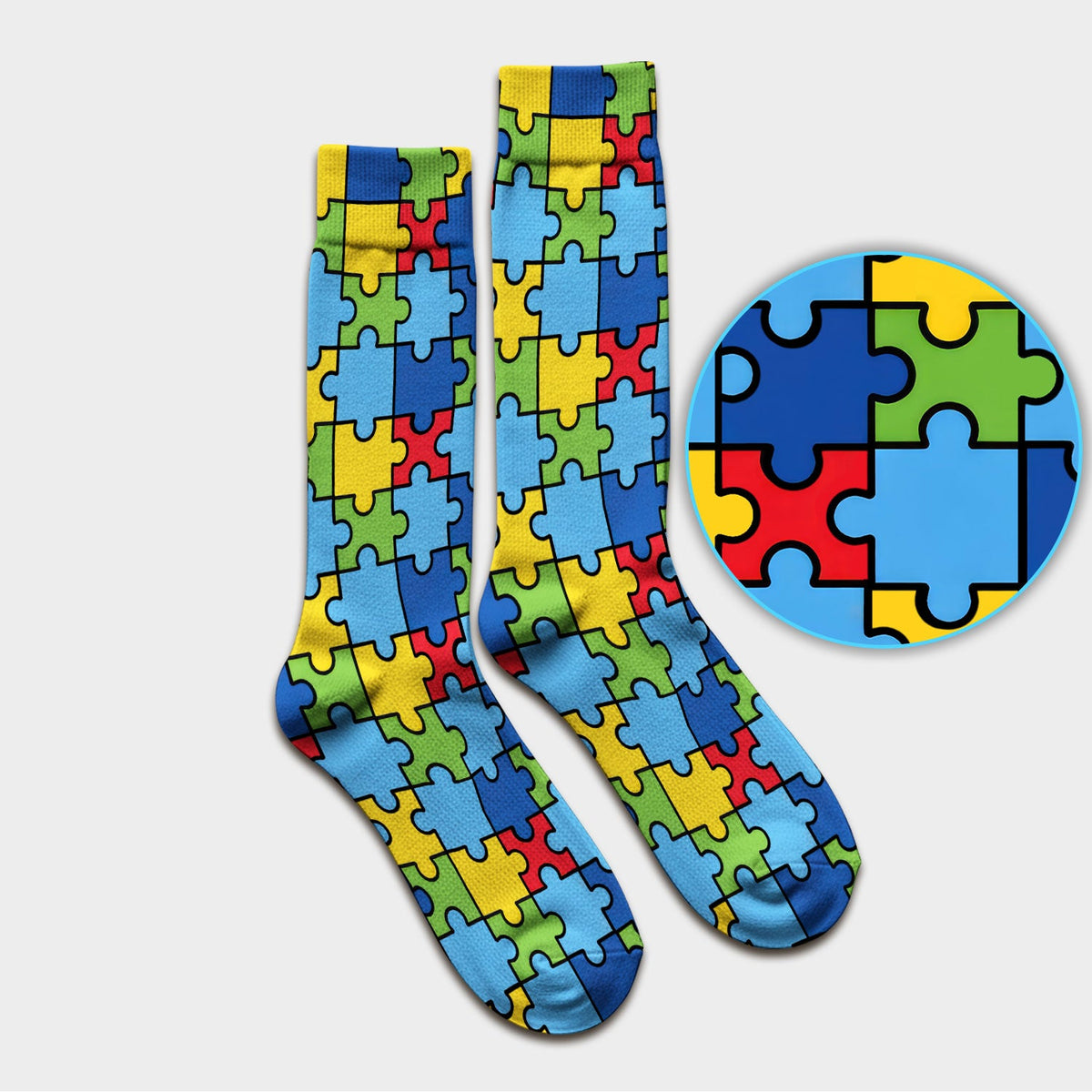 Autism Support Squad Puzzle Ribbon Nurse Socks