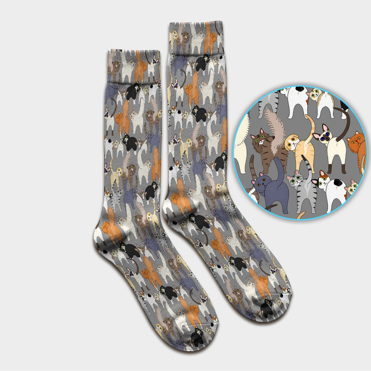Whimsical Multicolor Cat Cartoon Nurse Socks