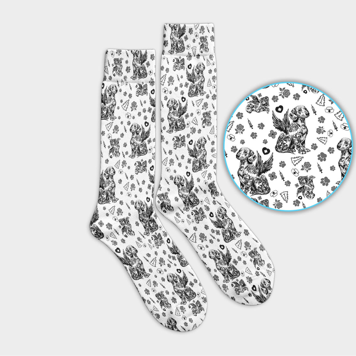 Toile De Jouy Dachshund Angel Nurse Socks