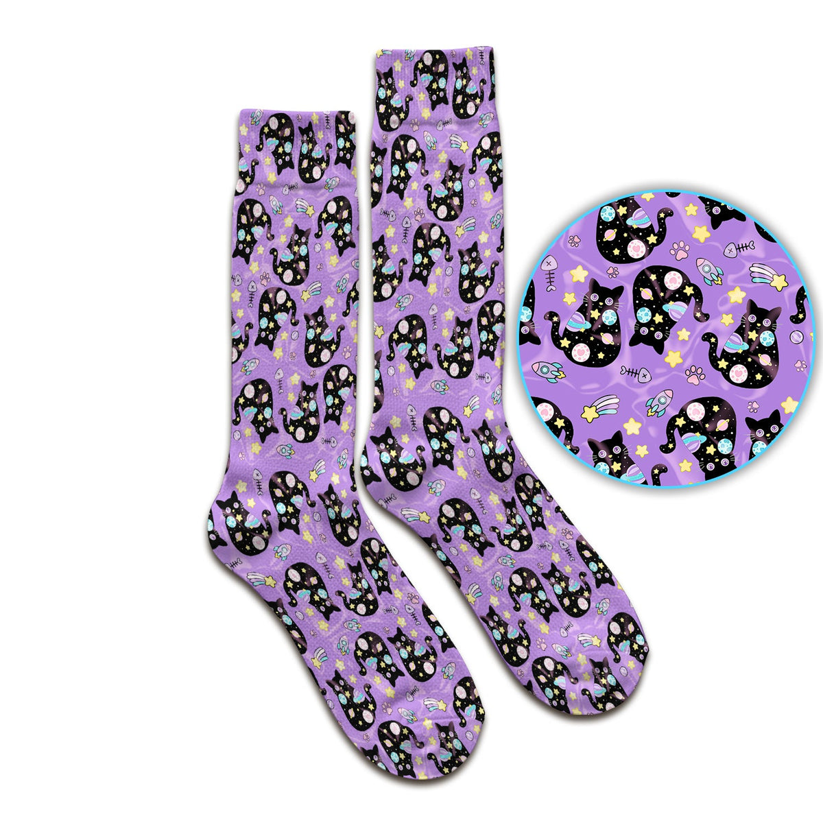 Galaxy Black Cat Space Nurse Socks