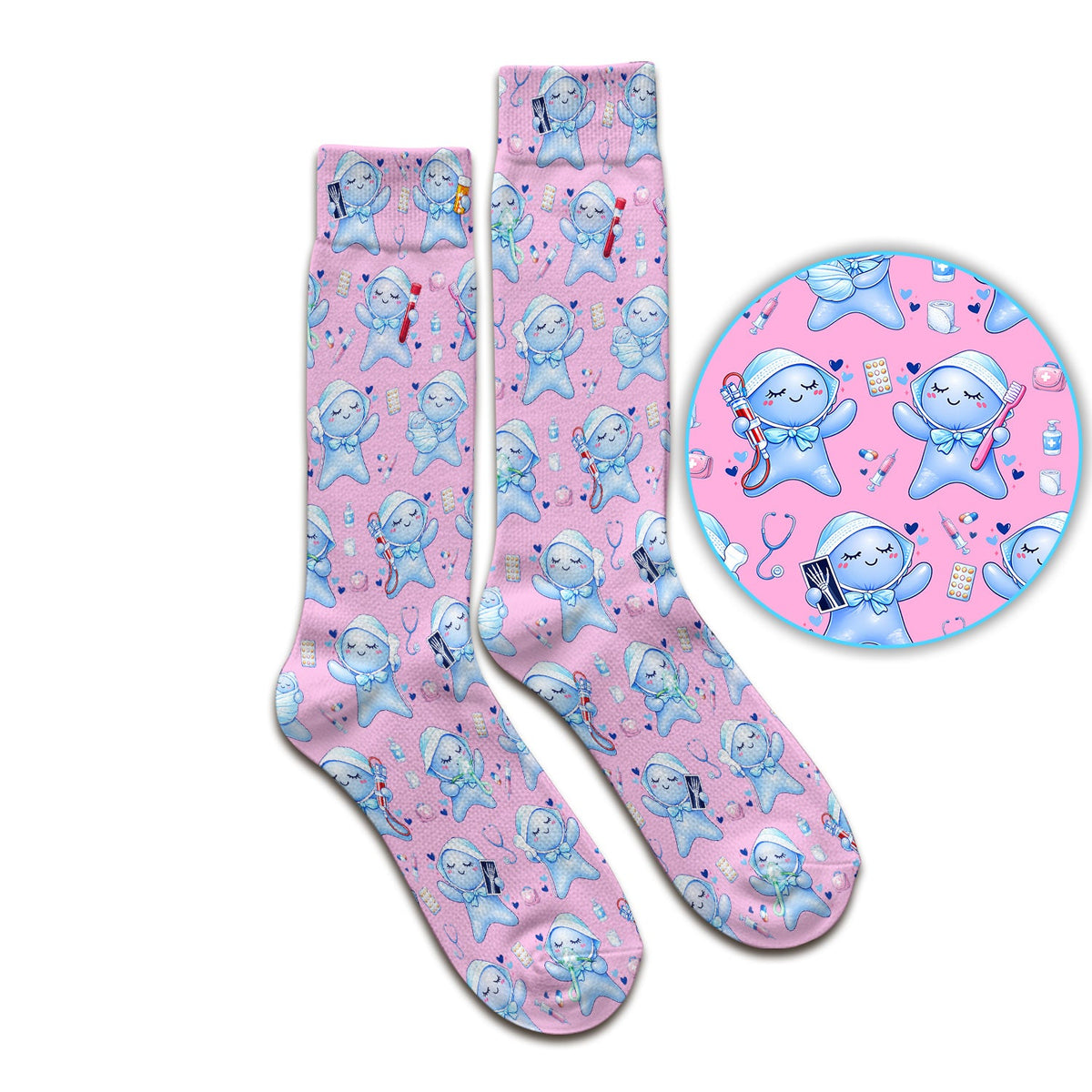 Dental Tooth Character Nurse Socks
