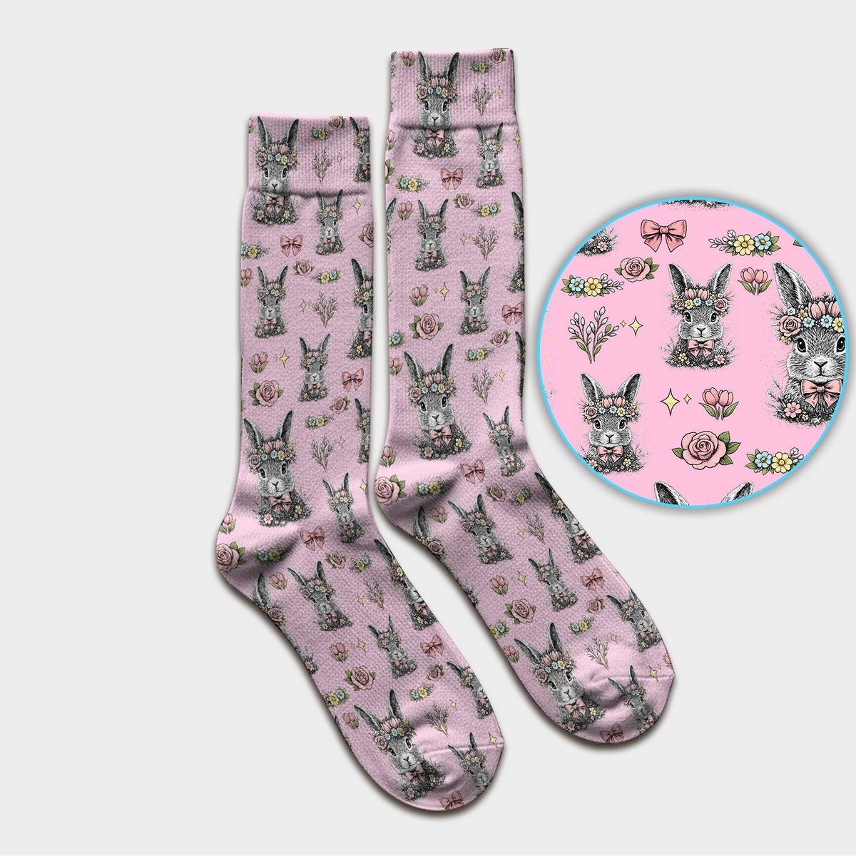 Vintage Floral Bunny Nurse Socks