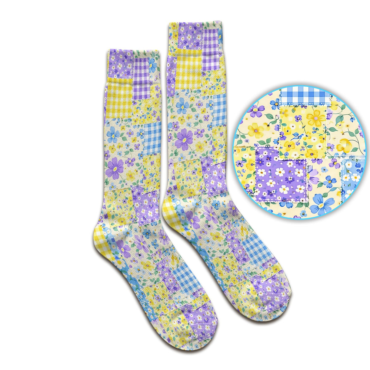 Floral Patchwork Gingham Nurse Socks