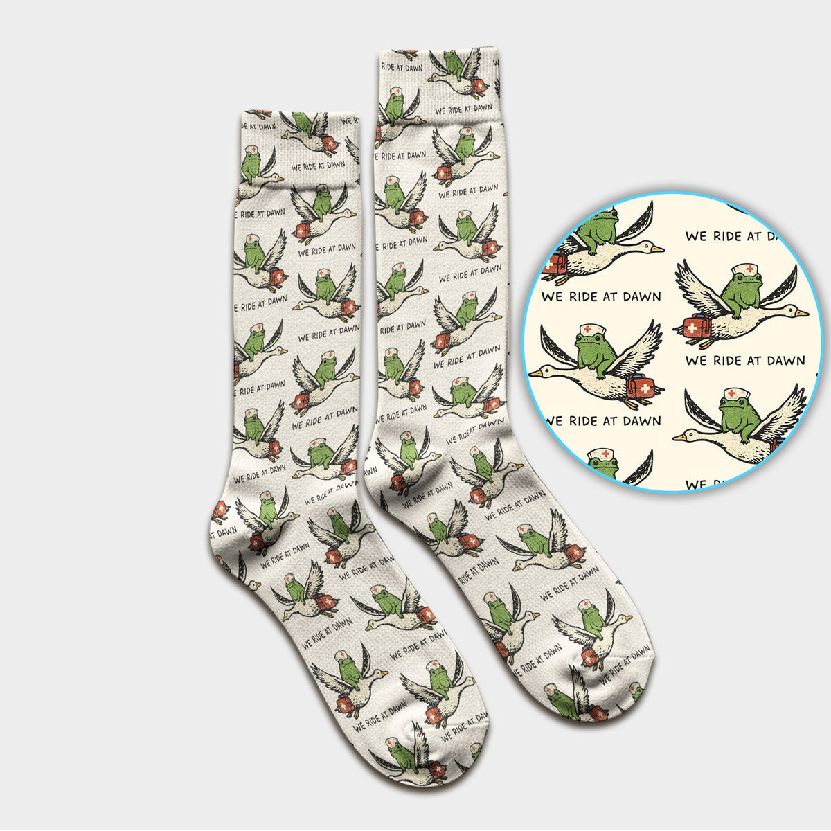 Frog Riding Goose Nurse Socks