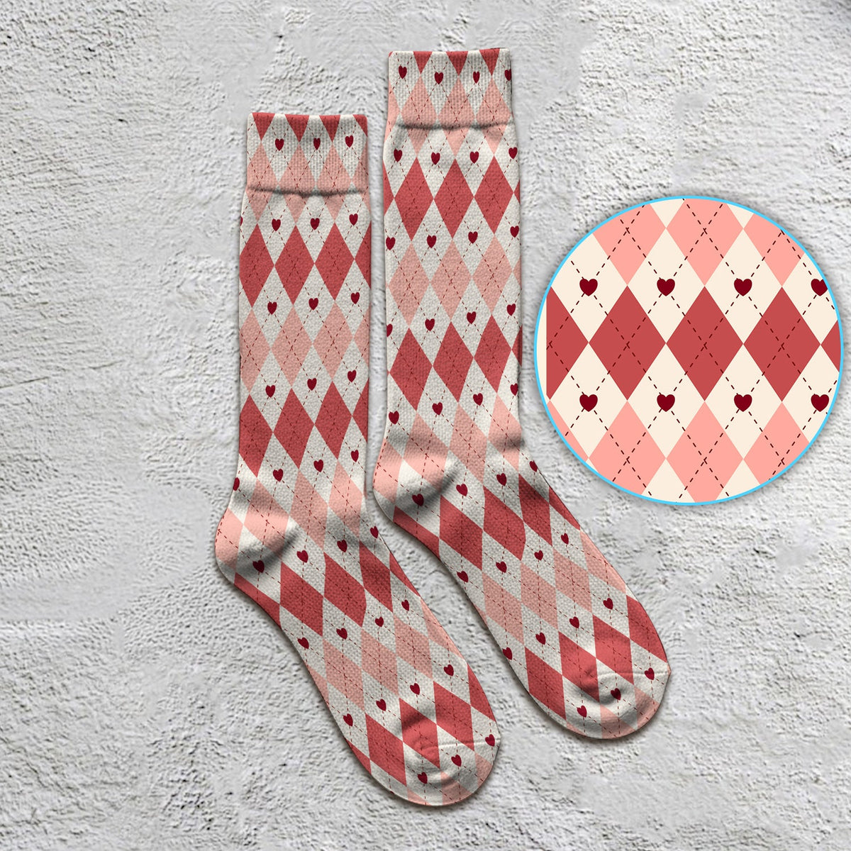 Red Argyle Plaid Nurse Socks