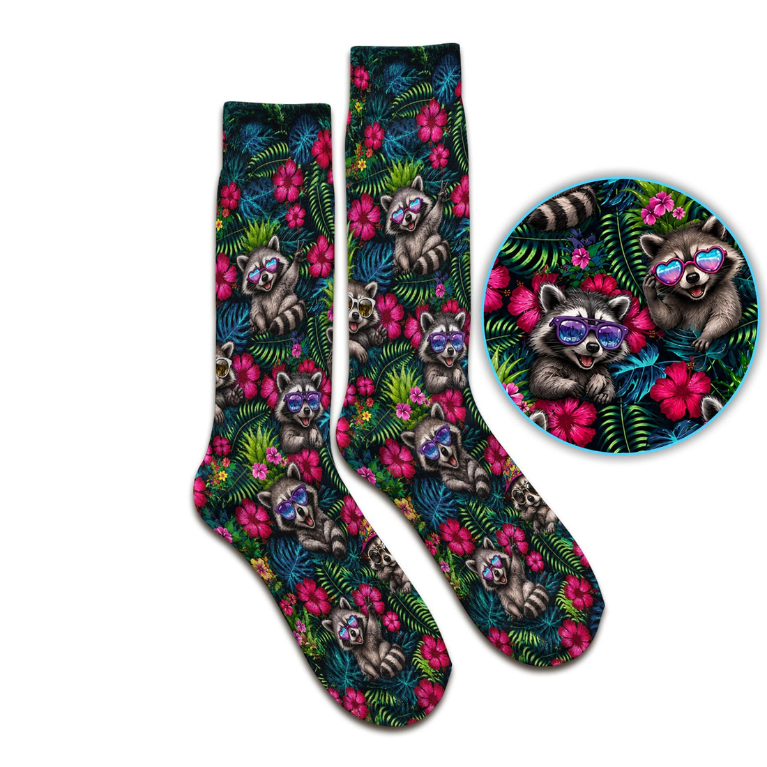 Tropical Raccoon Nurse Floral Socks