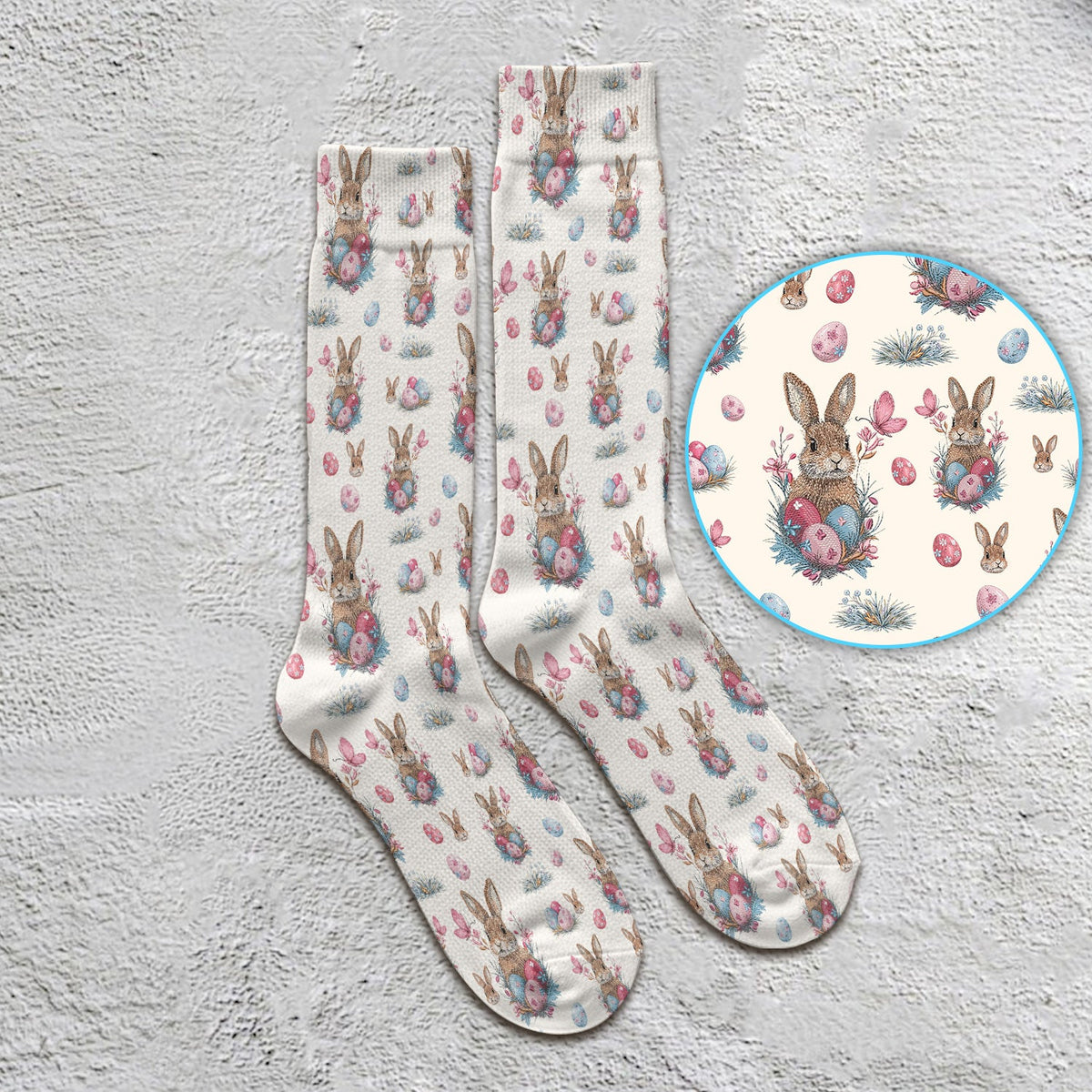 Pastel Easter Bunny Nest Nurse Socks