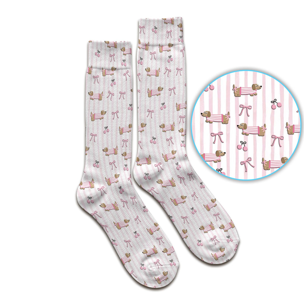 Dachshund Pink Stripe Nurse Socks
