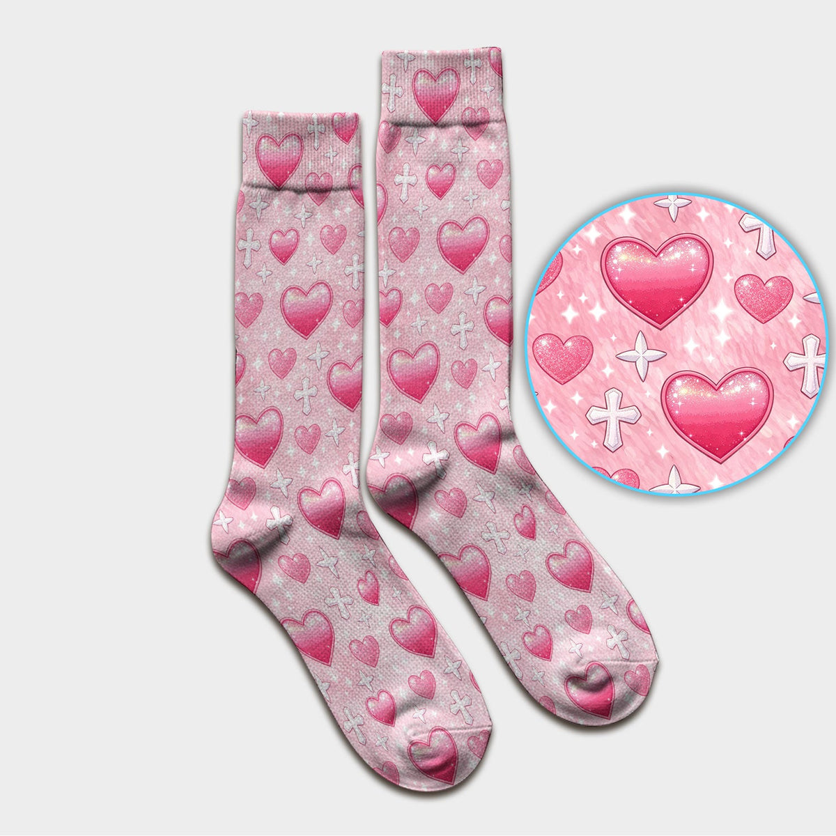 Pink Heart & Cross Nurse Socks
