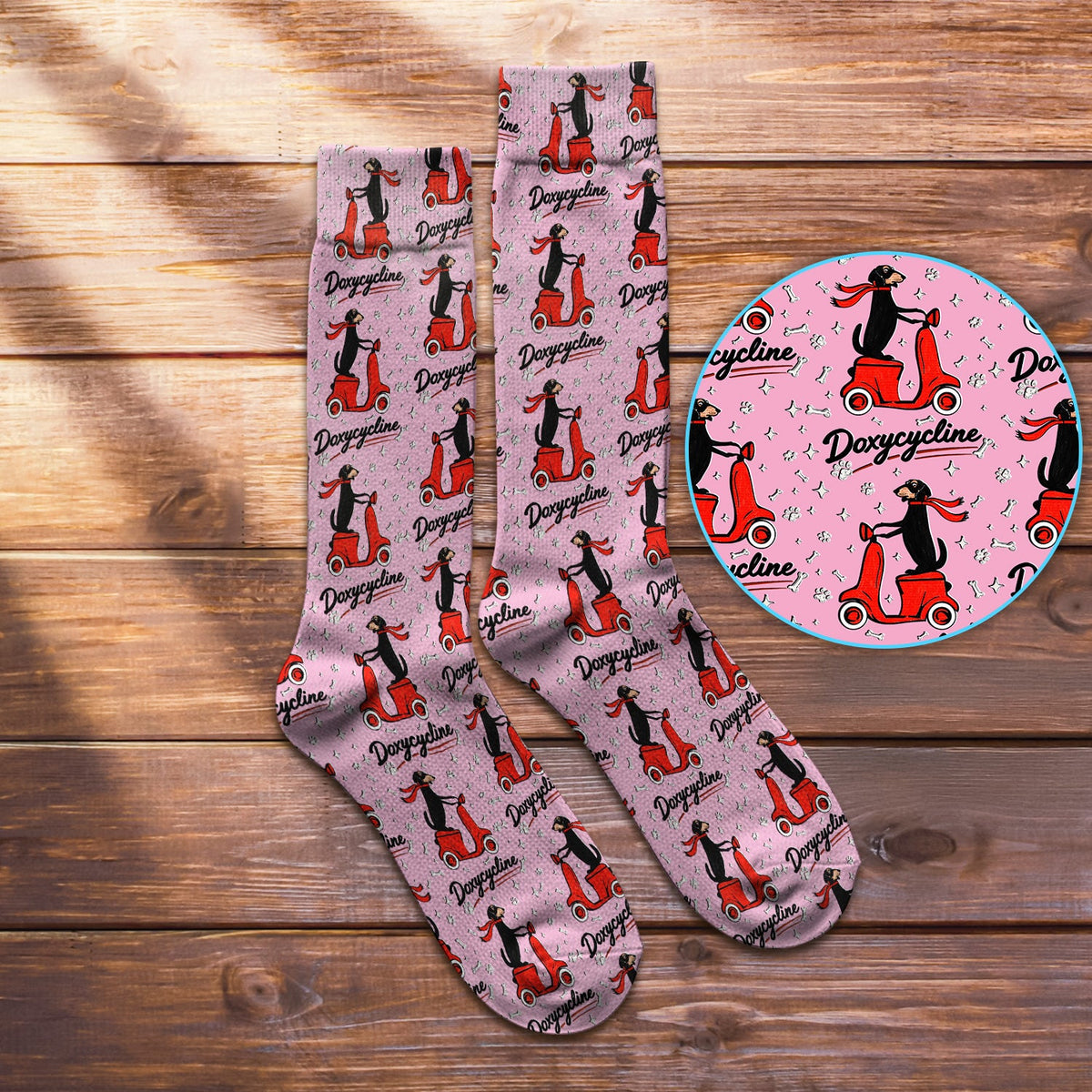 Dachshund Riding Scooter Nurse Socks