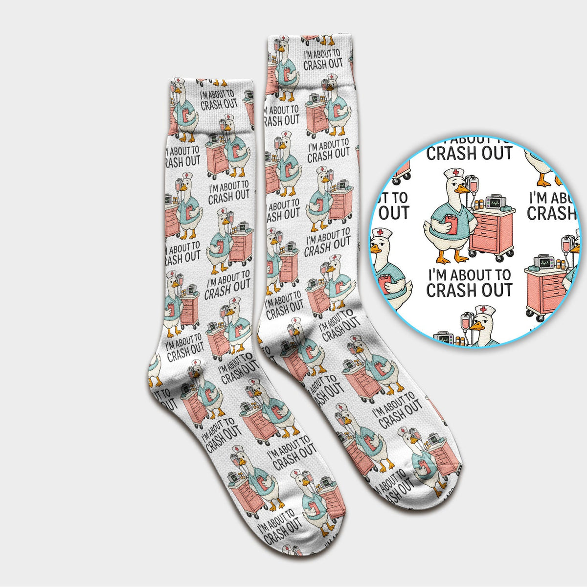 Goose Crash Out Nurse Socks