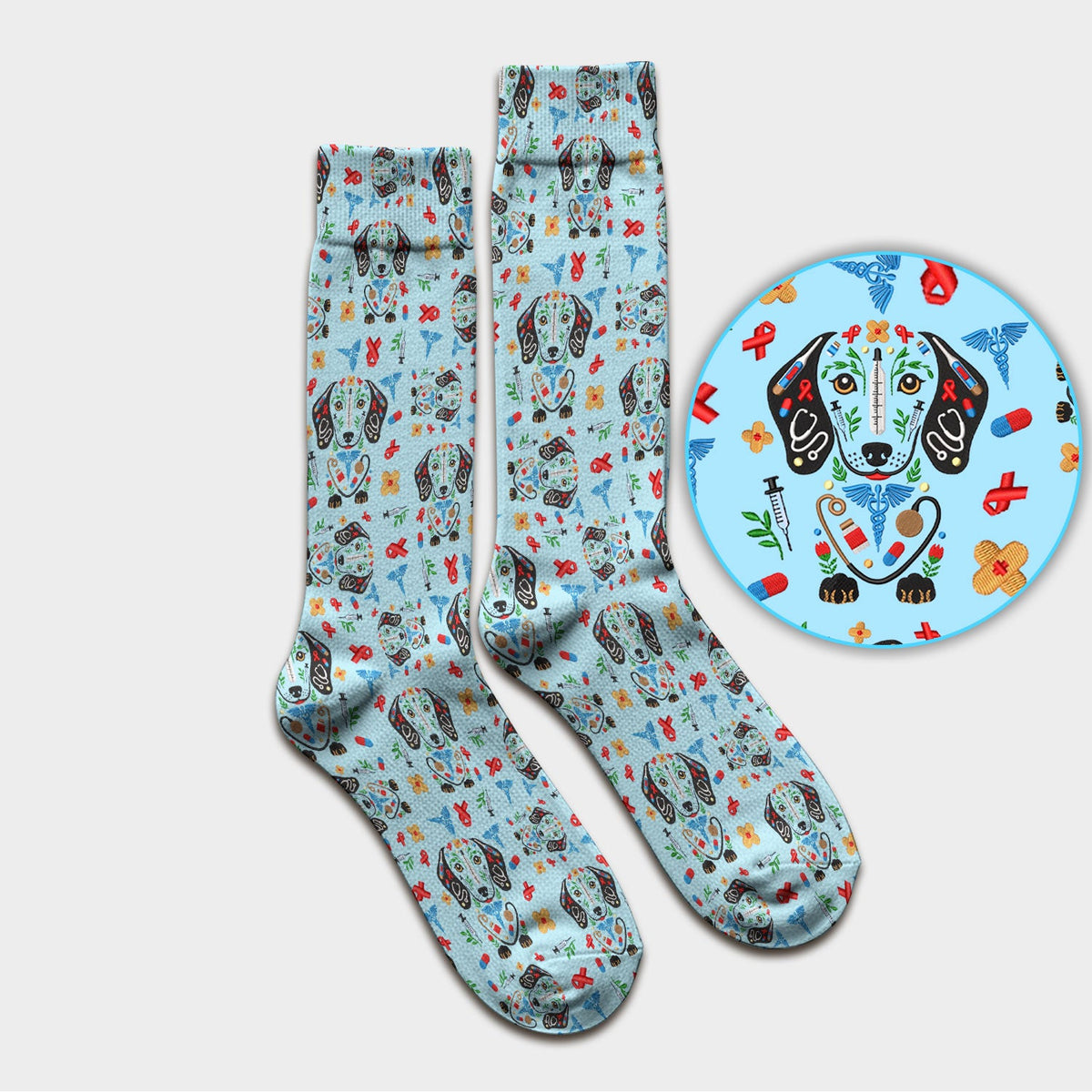 Dachshund Medical Icon Nurse Socks