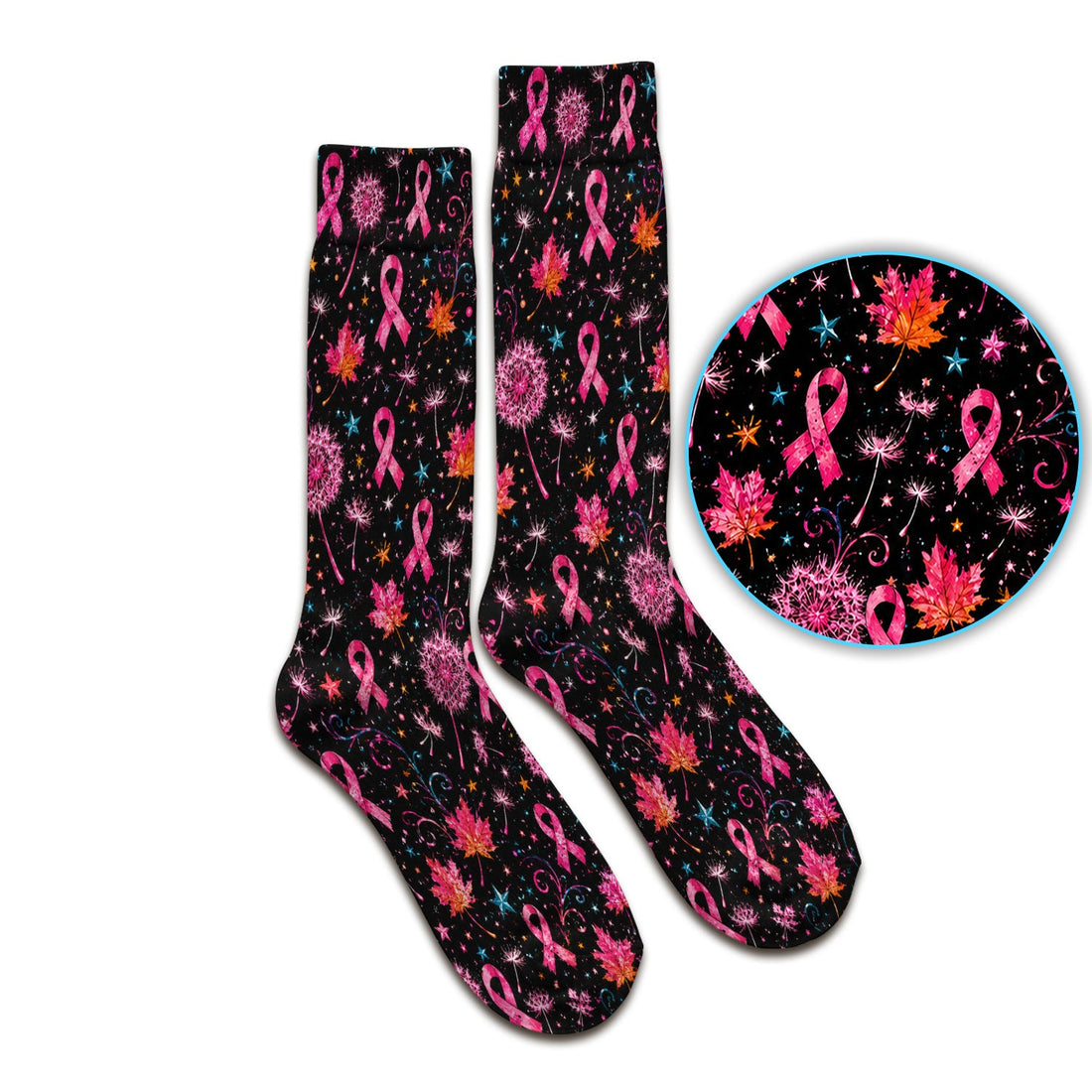 Breast Cancer Pink Ribbon Fall Nurse Socks