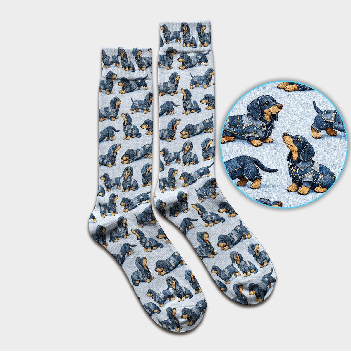 Denim Dachshund Nurse Socks