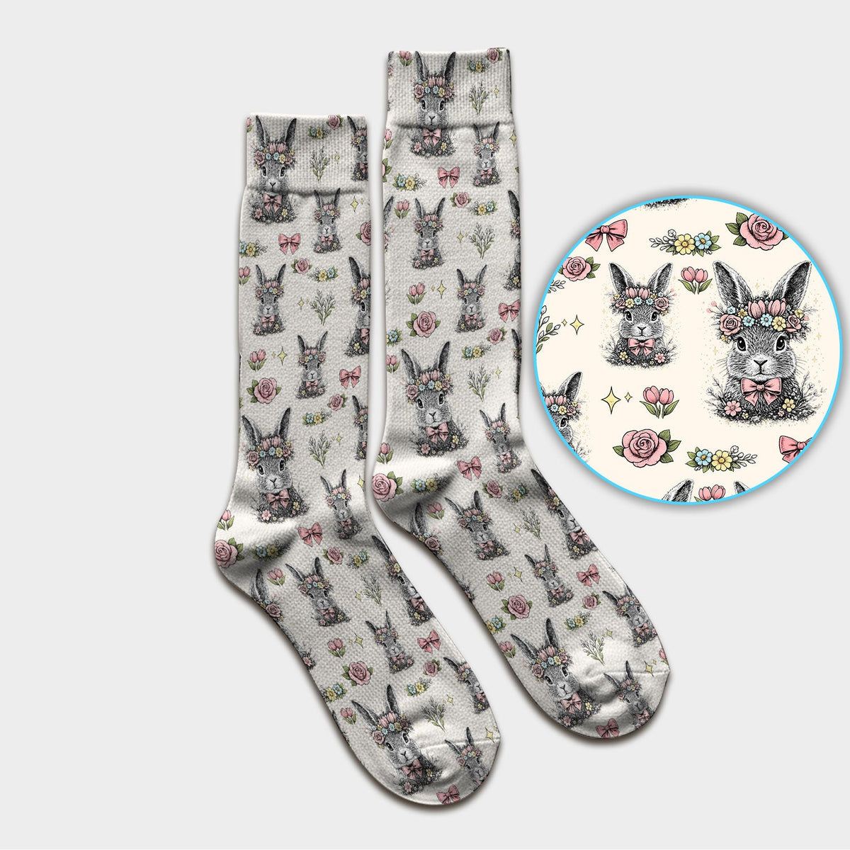 Vintage Floral Bunny Nurse Socks
